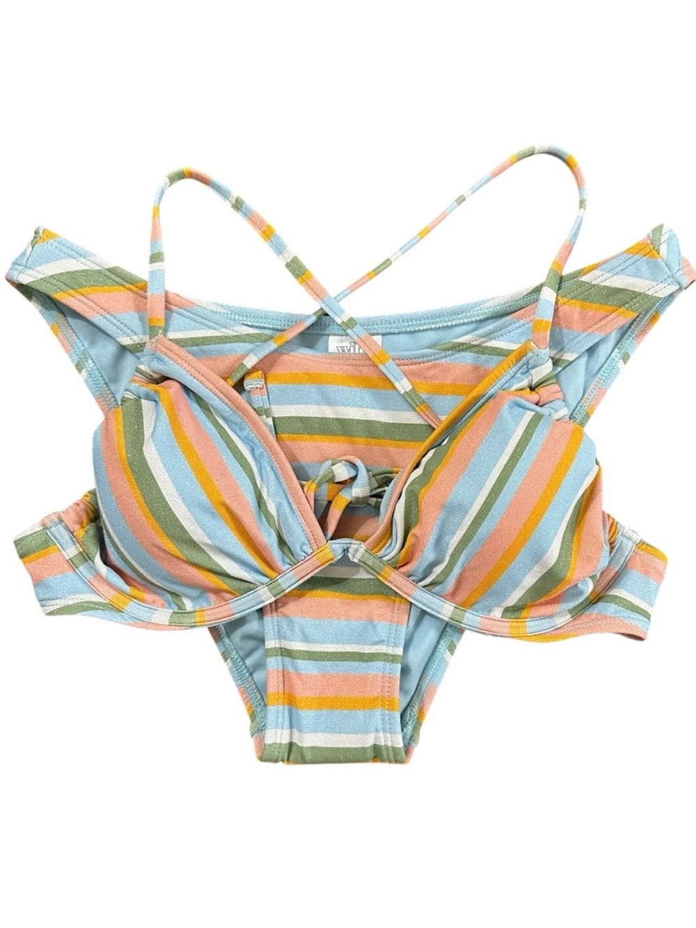 Wild Fable Retro Striped Bikini Set Shimmer Glitter Multicolor Size Small